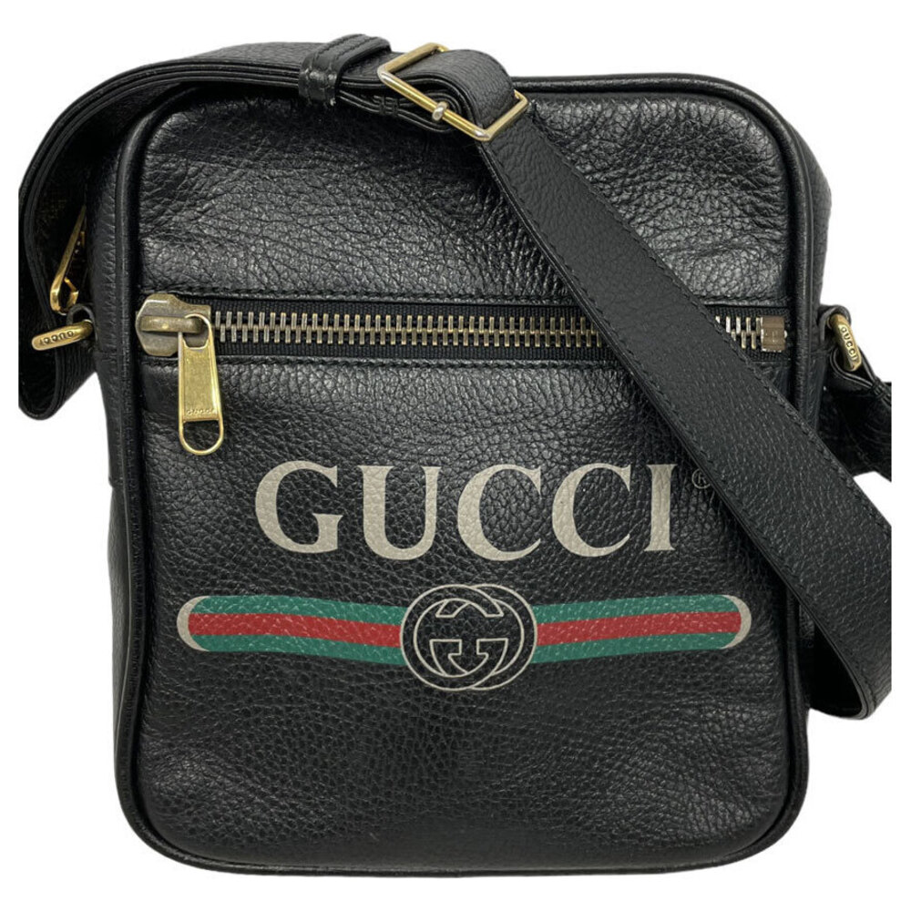 Gucci Shoulder Bag Portfolio Black Leather